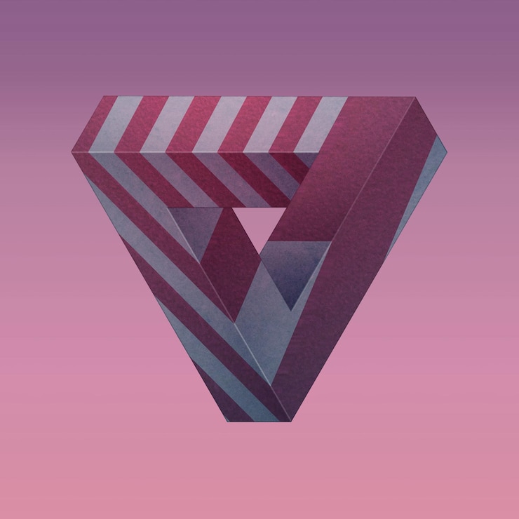 Foto geometría del triángulo imposible imposible con colores llamativos ilustración 3d
