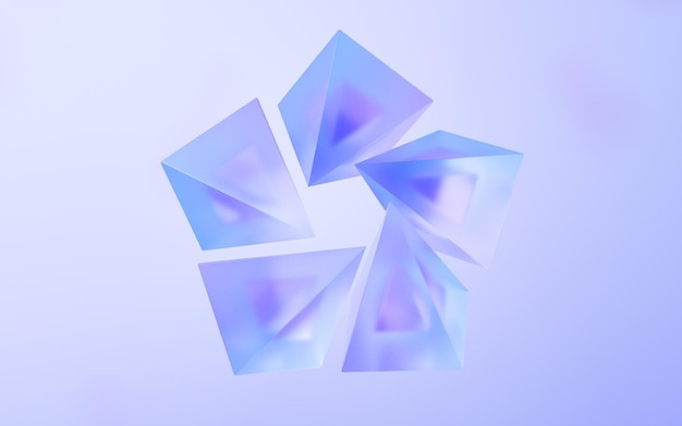 Geometría de vidrio transparente con representación 3D Ilustración 3D