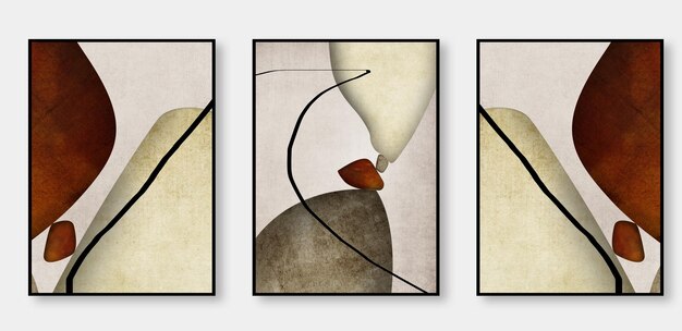Geometrie, Triptychon-Wandbild, moderne Kunst, handgemalter Modehintergrund