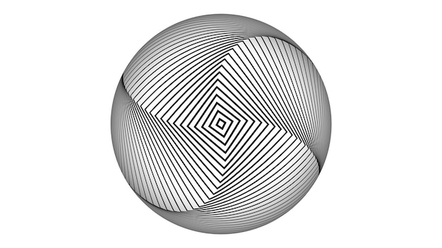 Geometrische abstrakte Linie, die auf einer Kugel angebracht ist Geometrische Kugel-Globus-Isolat auf Weiß