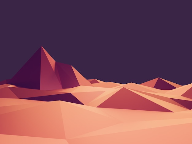 Geometrische Berg-Low-Poly-Dreieck-Landschaft mit warmen Farben