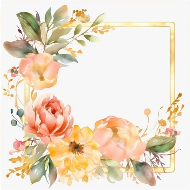 Geometrische Blumen Hochzeits-Einladung Grenzrahmen Bilder KI Generierte Kunst