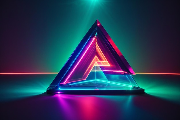 Geometrische dreieckige Figur im Neon-Laserlicht