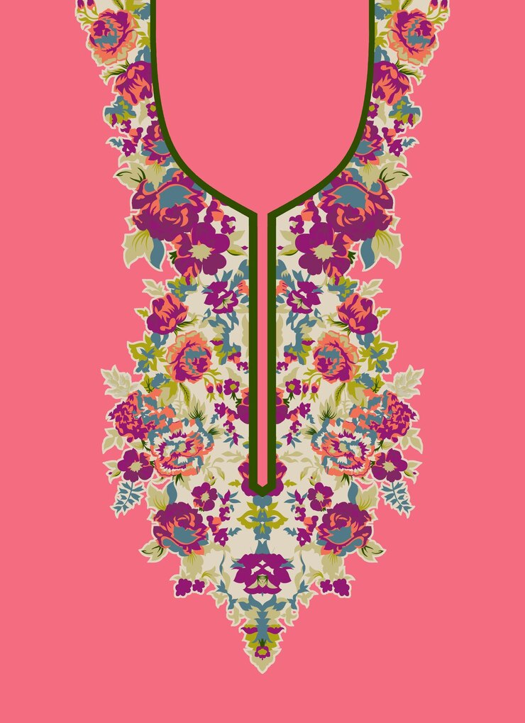 Geometrische ethnische orientalische Muster traditionelle Blumen Halskette Stickerei Design für Mode Frauen Hintergrund Wandpapier Kleidung und Verpackung