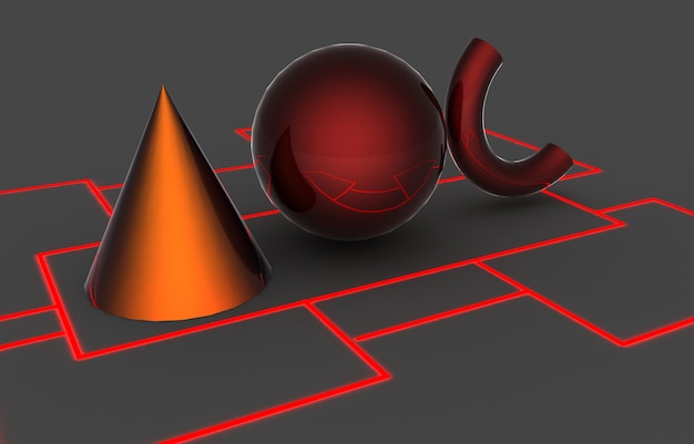 Geometrische Grundformen. 3D-Darstellung