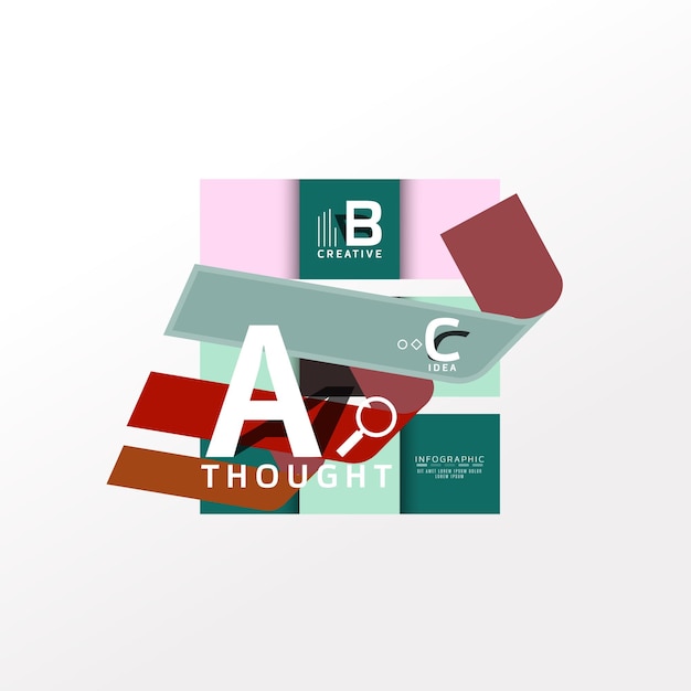 Geometrische Infografik Banner Papierinformationen a b c Optionsdiagramm erstellt mit Farbformen Vektorillustration