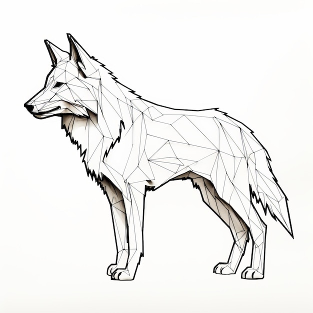 Foto geometrische wolf-illustration überdetailliertes kunstwerk mit starkem kontrast