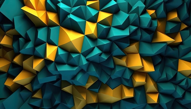 Geometrischer Hintergrund des türkisgelben 3D-Dreiecks Generative Ai