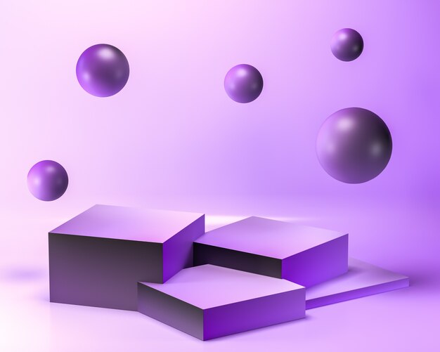 Geometrischer leerer Produktstand der abstrakten pastellvioletten Farbe