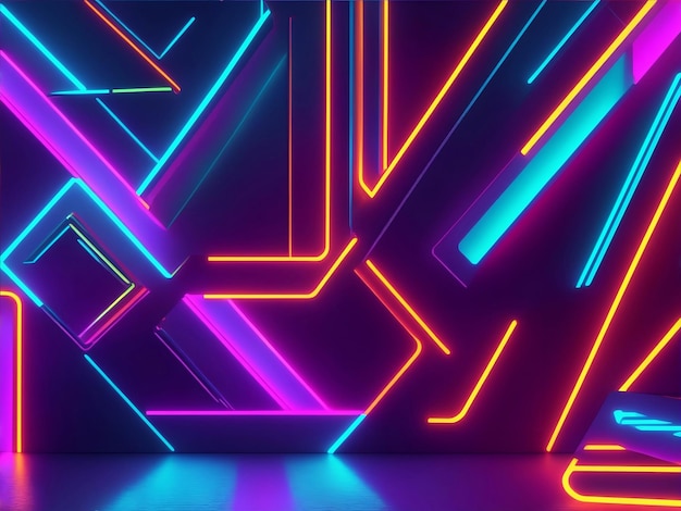 Foto geometrischer neon-hintergrund generative ki-illustration