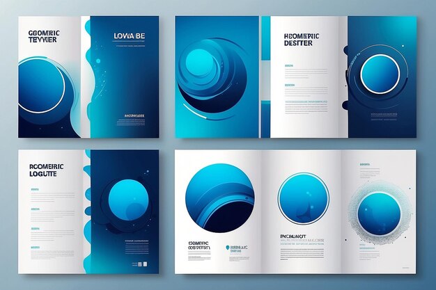 Foto geometrisches design-vektor-set des portfolios abstrakte blaue flüssige grafische gradientkreisform