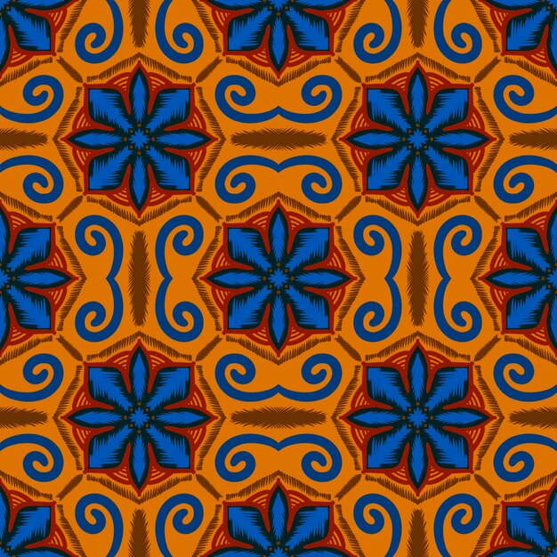 Geometrisches Folklore-Ornament aus Ikat Ethnische Stammesstruktur Nahtloses Streifenmuster im aztekischen Stil Abbildung Stammesstickerei Skandinavisches Ikat-Muster