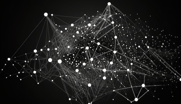 Geometrisches grafisches Hintergrundmolekül und Kommunikation Verbundene Linien mit Punkten AI generiert