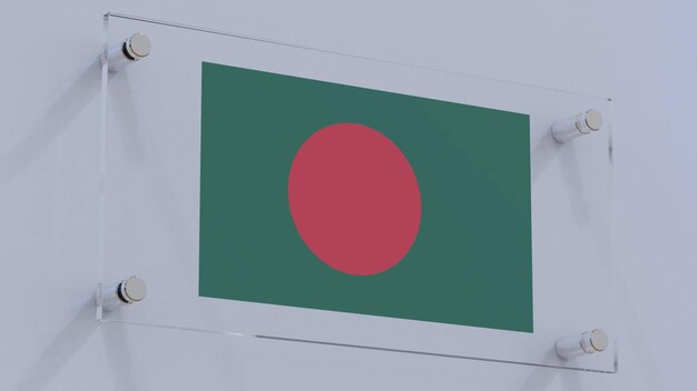 Foto geometrisches logo der flagge von bangladesch auf glasoberfläche