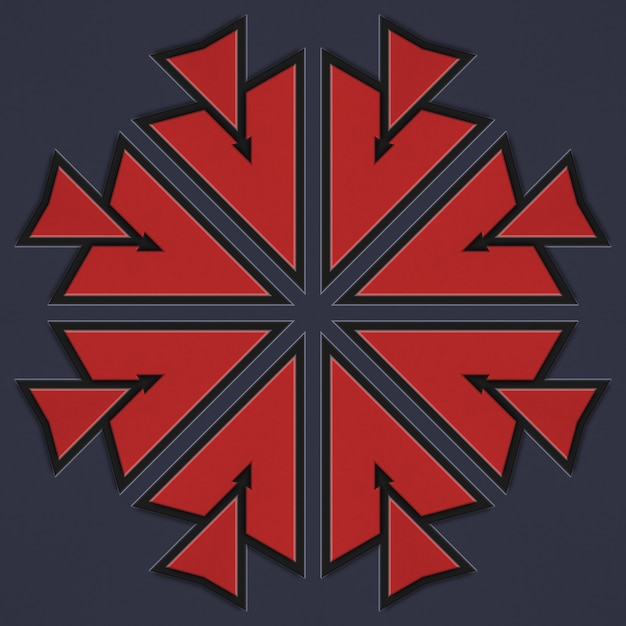 Geometrisches Muster in roter Farbe, skandinavischer keltischer Stil. Illustration eines abstrakten gesponnenen Musterhintergrundes. Elemente eines geometrischen Musters auf dunklem Hintergrund