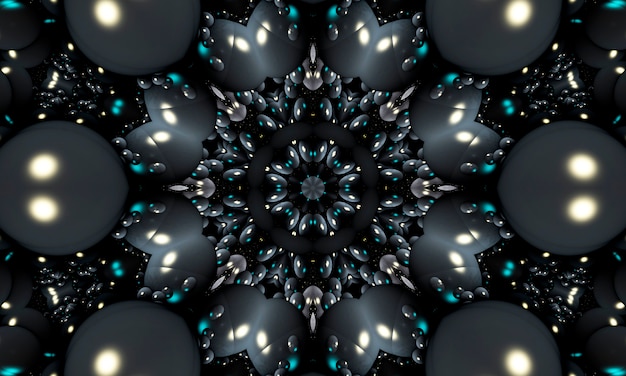 Geometrisches nekromantisches Muster, Mandala-Kunst. Kaleidoskop zum Beschwören von Geistern In Form von Sechsecken, Dreiecken und sechszackigen Sternen. Kaledoskopmuster für Scrapbooking, Geschenkverpackung.