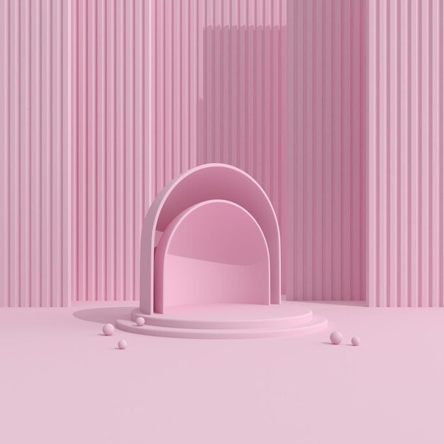 Geometrisches rosa Podium für Produktpräsentation.