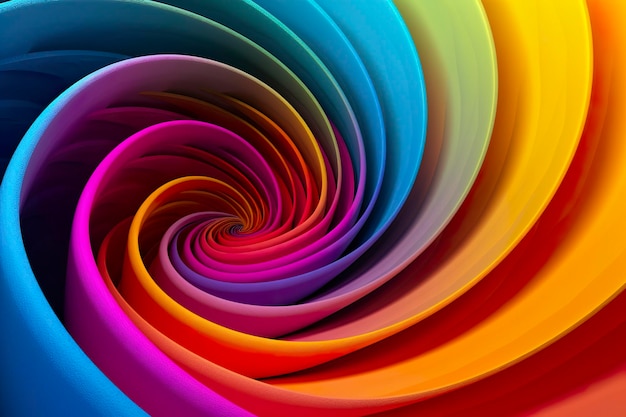Geometrisches Spiralmuster in lebendigen und energischen Farben Ein professionelles Farbbewertungsexperiment KI-Generativ