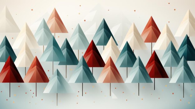 Geometrisches Weihnachtsbaummuster im minimalistischen Stil, illustriert durch KI