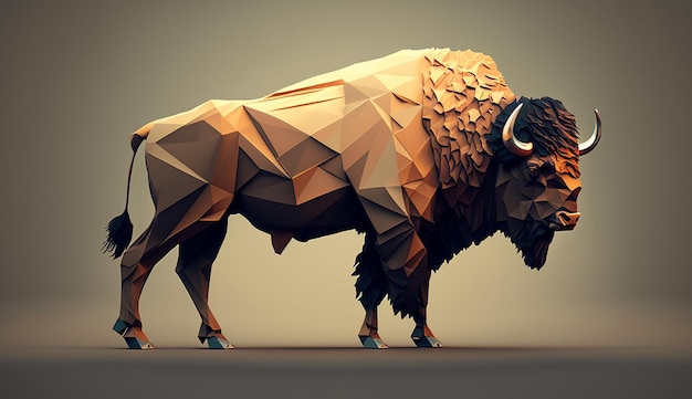 Geometrisches wildes Bison-Tierillustrationsbild Ai generierte Kunst