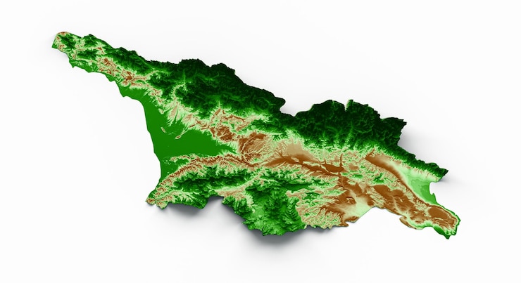 Foto georgia mapa topográfico 3d mapa realista color 3d ilustración