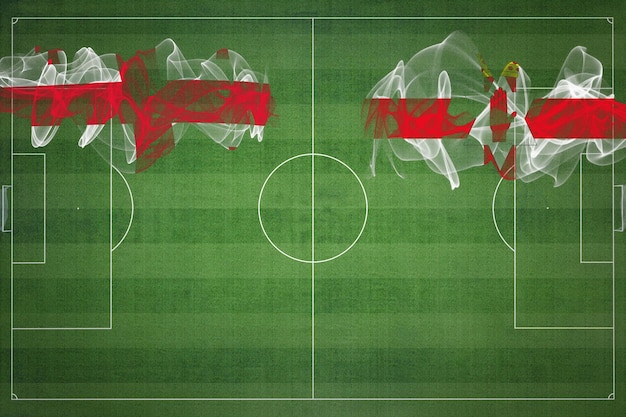 Georgien vs. Nordirland Fußballspiel Nationalfarben Nationalflaggen Fußballplatz Fußballspiel Wettbewerbskonzept Kopierraum