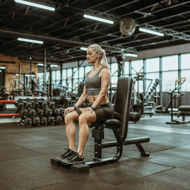 Gepäckte Beinkurlmaschine in einem gut organisierten Fitnessstudio