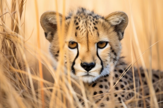 Gepard liegt im hohen Gras