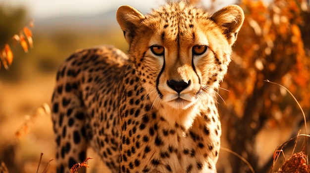 Gepardentier in Afrika im Waldhintergrund