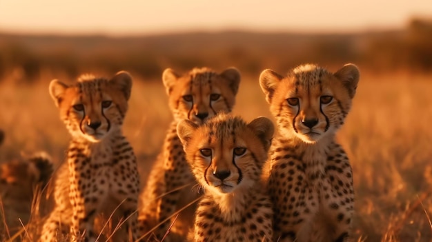 Gepardos bebês com sua mãe gerados por IA