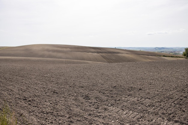 Gepflügtes und leeres Land Brache im Freien