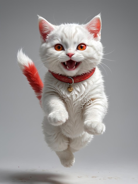 Geração de IA de salto de gato branco