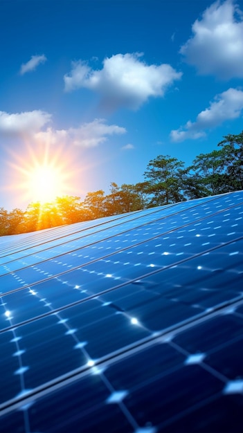 Foto geração solar renovável azul energia fotovoltaica limpa conceito de eletricidade industrial vertical m