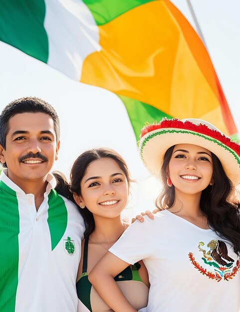 Foto gerado pela família ai smiley com tiro médio da bandeira mexicana