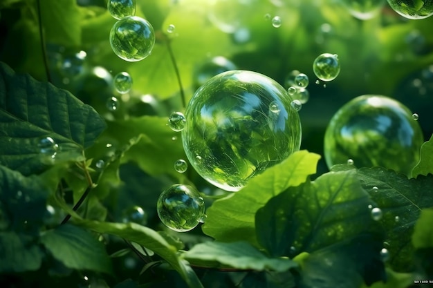 Gerador de IA Green Leaf Bubbles