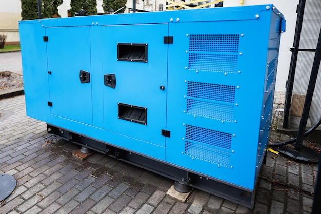 Gerador diesel móvel azul para energia elétrica de emergência