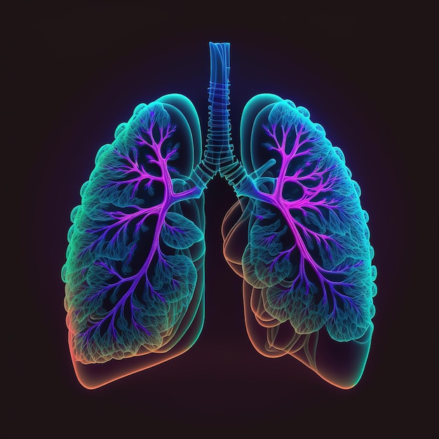 Geräuchertes Eisen, Metall, Gold und Holz 3D Human Lung Illustration Graphic Design Concept isoliert