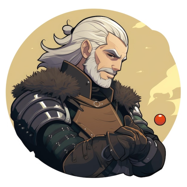 Foto geralt von rivia the witcher zeichentrickfigur generative ki