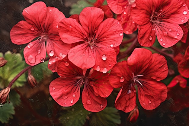 Geranium Dreams Obra de arte serena de pétalos florecientes en un telón de fondo ilustrativo