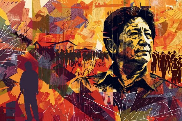 Foto gerar uma ilustração abstrata de cesar chavez generative ai