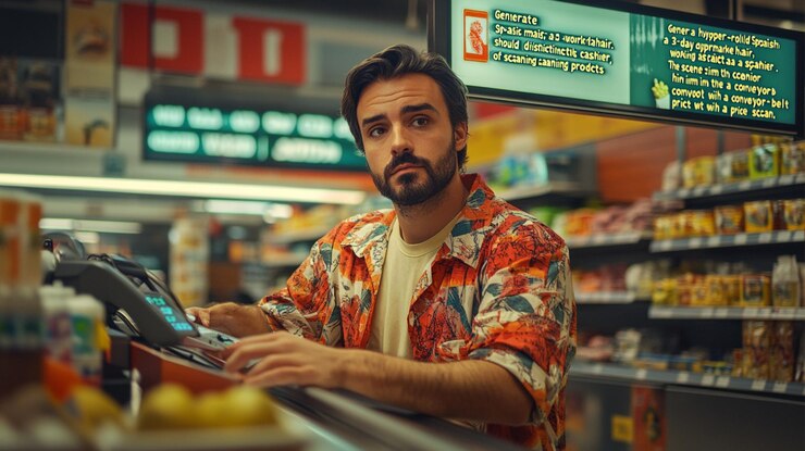 Foto gerar uma imagem hiperrealista de um homem espanhol de 35 anos com cabelo escuro curto uma barba de 3 dias trabalhando