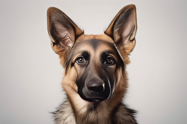 Gerativo AI Fofo cachorrinho pastor alemão em fundo azul em estúdio