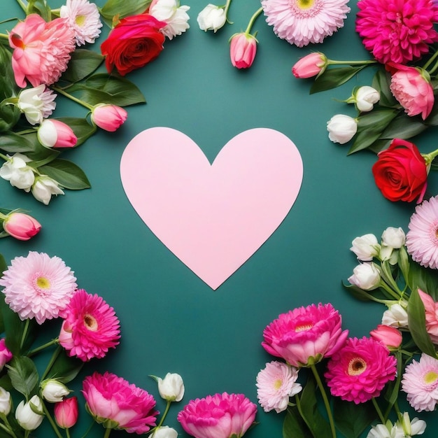 Foto gerbera de rosa e flor de peônia em forma de coração