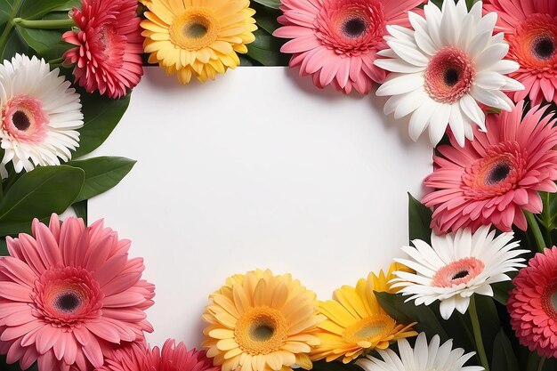 Gerbera flores moldura e lugar em branco para o seu texto