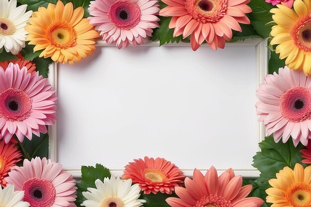 Gerbera flores moldura e lugar em branco para o seu texto