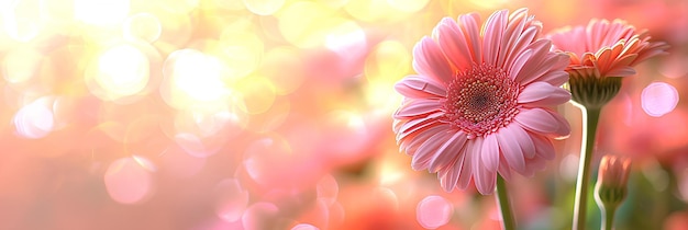 gerberas rosas pastel en el fondo con bokeh