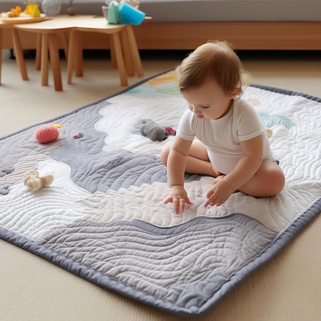Gere uma imagem de um tapete de bebê com IA generativa interativa