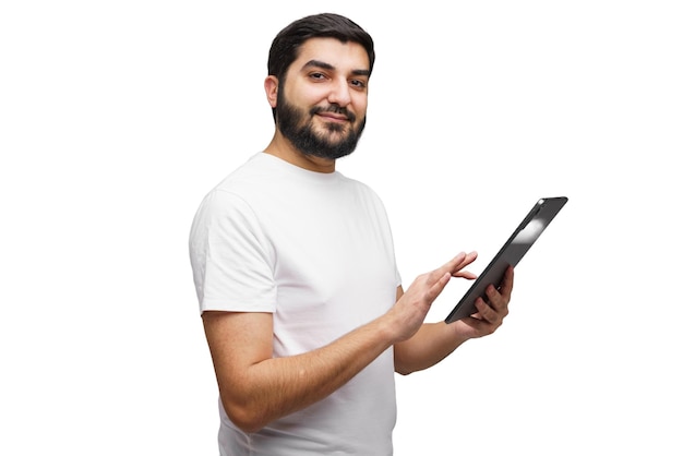 Gerenciamento de interações com tablet enquanto compartilha conhecimento e ideias em uma atmosfera brilhante