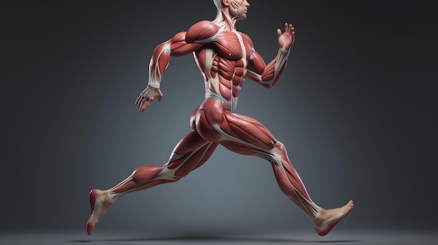 Gerenderte Darstellung der Muskeln eines Joggers