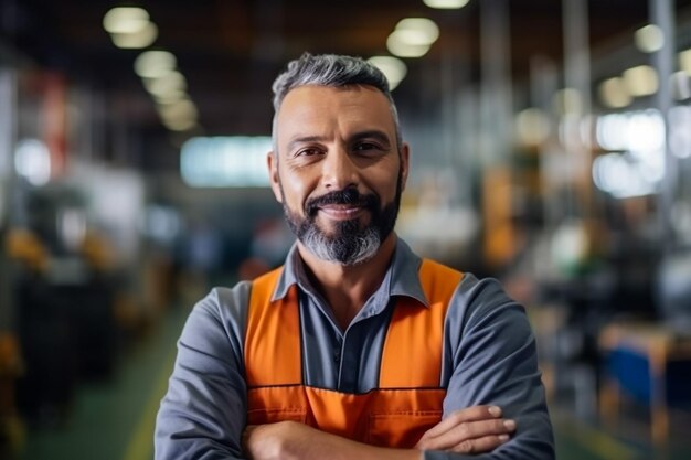 Foto gerente de fábrica masculino usando tablet digital na prateleira do armazém olhando para cameraproducts e corrugat